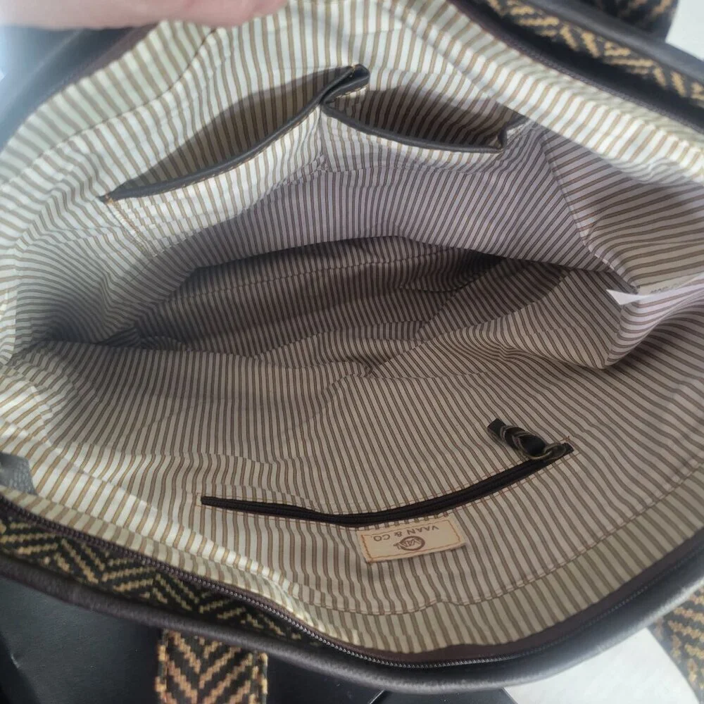 Vaan & Co. Women Milano Upcycled Genuine Leather Herringbone Tote - Picture 15 of 15
